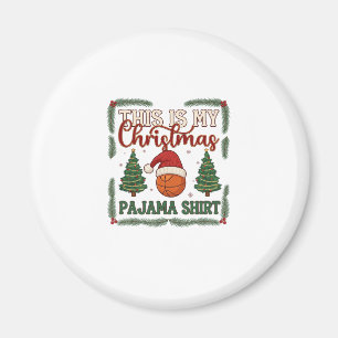 Is Kerst Pijama Basketbal Kerstman Hoed Bomen Magneet