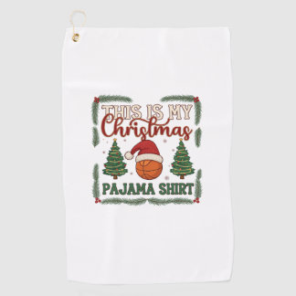 Is Kerst Pyjama Basketbal Kerstman Hoed Bomen Golfhanddoek
