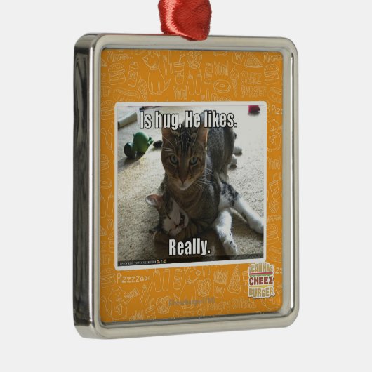 Is knuffel. Hij houdt van. Metalen Ornament (Rechts)