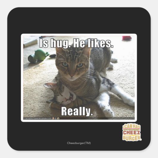 Is knuffel. Hij houdt van. Vierkante Sticker (Voorkant)