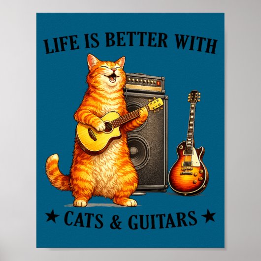 Is Leven Beter Katten Gitaren Gitarist Poster (Voorkant)