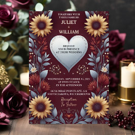 Is Maroon Traditionele Herfst Paar Bourgondië Brui Folie Uitnodiging