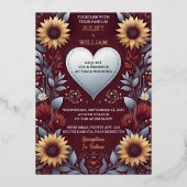 Is Maroon Traditionele Herfst Paar Bourgondië Brui Folie Uitnodiging (Voorkant)