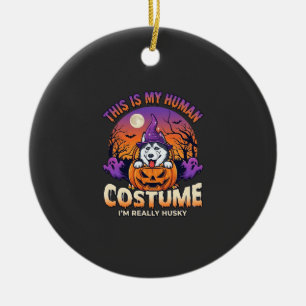 Is Menselijk Kostuum Husky Pompoen Halloween Geest Keramisch Ornament