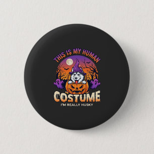 Is Menselijk Kostuum Husky Pompoen Halloween Geest Ronde Button 5,7 Cm