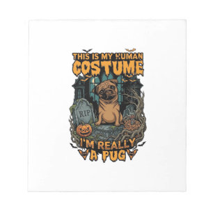 Is Menselijk Kostuum Pug Halloween Pompoen Grafste Notitieblok