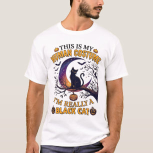 Is Menselijk Kostuum Zwarte Kat Halloween Maan_1 T-shirt
