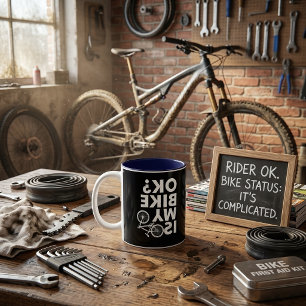Is mijn fiets oké Grappige mountainbike Tweekleurige Koffiemok