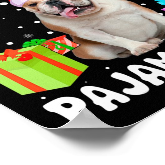 Is mijn kerst Engels bulldog hond pyjama puppy L Poster (Hoek)