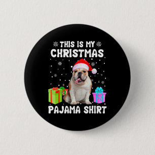 Is mijn kerst Engels bulldog hond pyjama puppy L Ronde Button 5,7 Cm