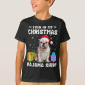 Is mijn kerst Engels bulldog hond pyjama puppy L T-shirt (Voorkant)