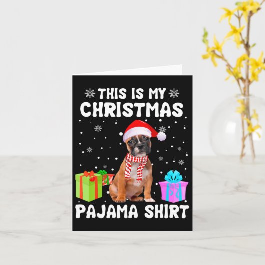 Is mijn Kerst Franse buldog hond pyjama puppy lo Kaart (Gele Bloem)