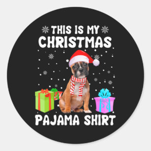 Is mijn Kerst Franse buldog hond pyjama puppy lo Ronde Sticker