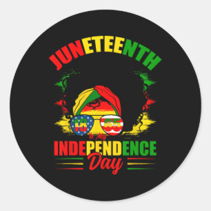 Is mijn Onafhankelijkheidsdag Gles Black Women Ronde Sticker