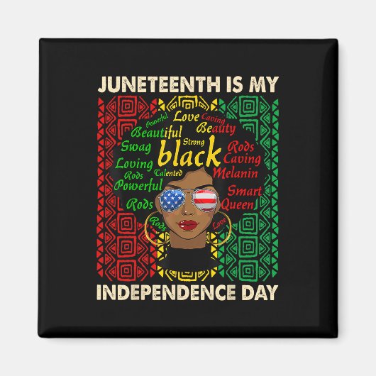 Is mijn Onafhankelijkheidsdag Zwarte Vrouwen Afro Magneet (Voorkant)