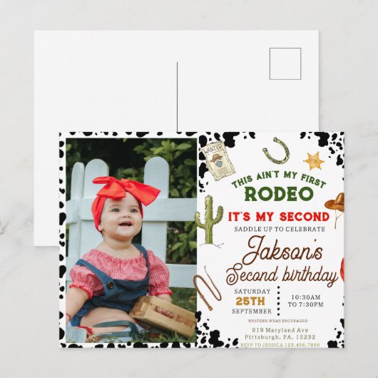 Is niet mijn eerste Rodeo Cowboy foto 2e verjaarda Briefkaart (Voorkant / Achterkant)