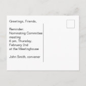 Is niet naar de commissievergadering gegaan. briefkaart (Achterkant)