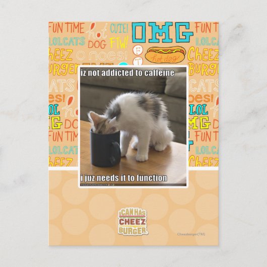Is niet verslaafd aan cafeïne briefkaart (Voorkant)