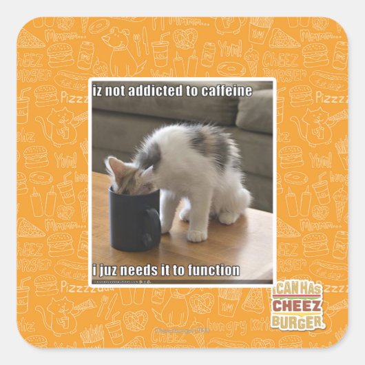Is niet verslaafd aan cafeïne vierkante sticker (Voorkant)