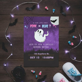 is our boo pink or blue? gender reveal invitation kaart