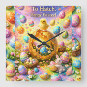 Is ready to hatch magical happy Easter wall Vierkante Klok (Voorkant)