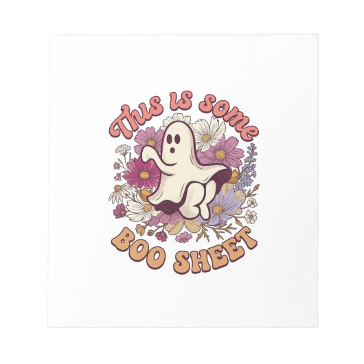 Is Some Boo Sheet Ghost Retro Bloemen_1 Notitieblok (Voorkant)