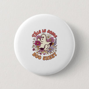Is Some Boo Sheet Ghost Retro Bloemen_1 Ronde Button 5,7 Cm