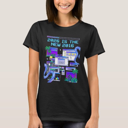 Is T-shirt 2016 Vaporwave Pixel Computer Esthetiek (Voorkant)