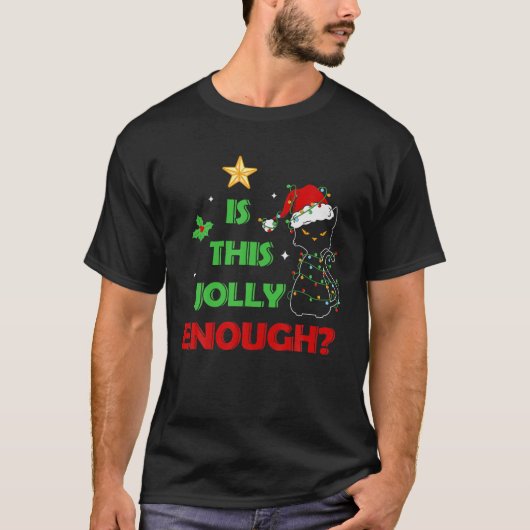 Is This Jolly Enough Christmas Cute Cat Lights Fun T-shirt (Voorkant)