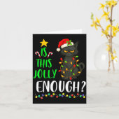 Is This Jolly Enough Funny Black Cat Christmas Tre Kaart (Gele Bloem)