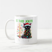 Is This Jolly Enough Funny Black Cat Christmas Tre Koffiemok (Links)