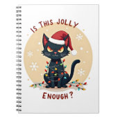 Is This Jolly Enough Funny Black Cat Christmas Tre Notitieboek (Voorkant)