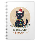 Is This Jolly Enough Funny Black Cat Christmas Tre Notitieboek (Voorkant)
