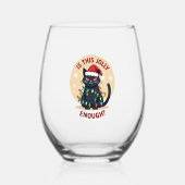 Is This Jolly Enough Funny Black Cat Christmas Tre Wijnglas Zonder Voet (Voorkant)