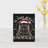 Is This Jolly Enough Funny Cat Christmas Meme  Kaart (Gele Bloem)