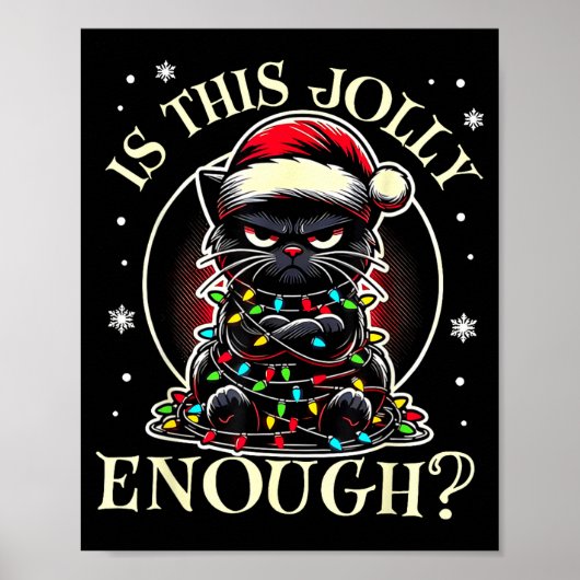 Is This Jolly Enough Funny Cat Christmas Meme Poster (Voorkant)