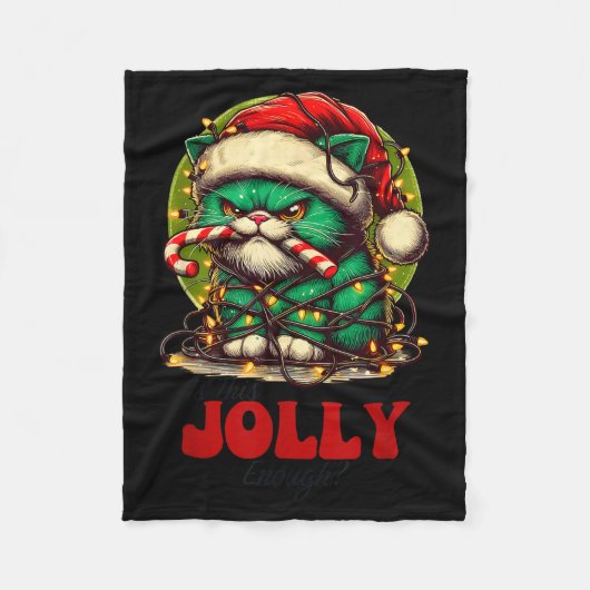 Is This Jolly Enough_ Funny Cat For Christmas Sarc Fleece Deken (Voorkant)