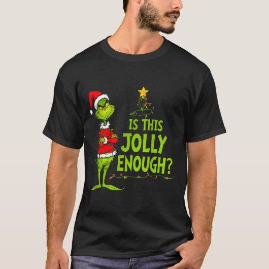 Is This Jolly Enough Funny Christmas Tree Lights H T-shirt (Voorkant)