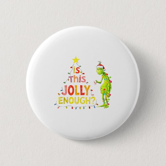 Is This Jolly Enough Green Funny Merry Christmas T Ronde Button 5,7 Cm (Voorkant)