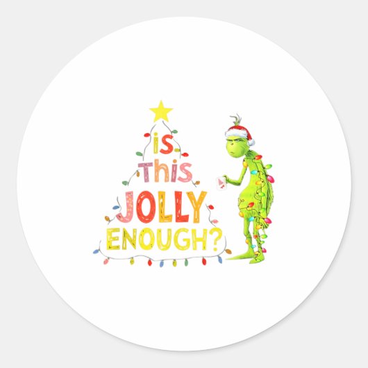 Is This Jolly Enough Green Funny Merry Christmas T Ronde Sticker (Voorkant)