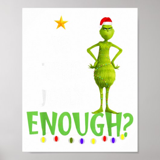 Is This Jolly Enough Green Merry Christmas Tree Li Poster (Voorkant)