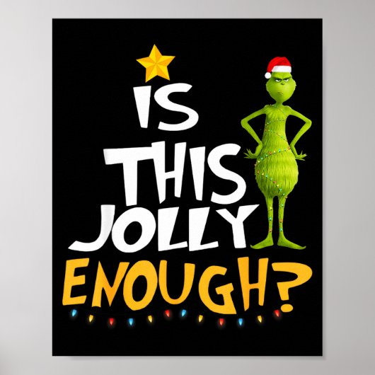 Is This Jolly Enough Green Merry Christmas Tree Li Poster (Voorkant)