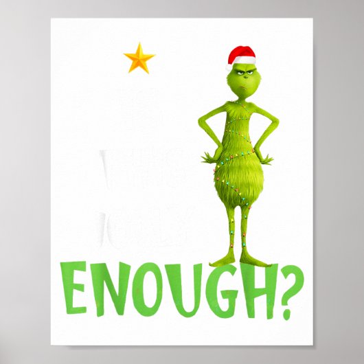 Is This Jolly Enough Green Merry Christmas Tree Li Poster (Voorkant)
