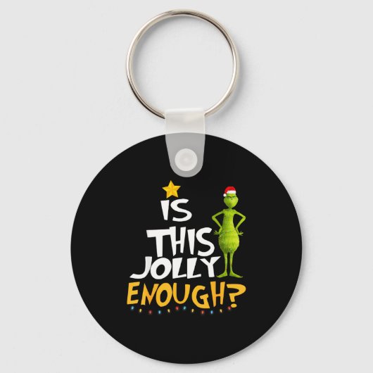 Is This Jolly Enough Green Merry Christmas Tree Li Sleutelhanger (Voorkant)