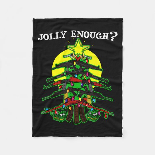 Is This Jolly Enough - Guns Christmas Tree Handgun Fleece Deken (Voorkant)