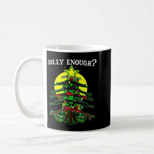 Is This Jolly Enough - Guns Christmas Tree Handgun Koffiemok (Links)