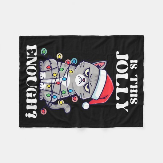 Is This Jolly Enough Tangled Christmas Cat Fleece Deken (Voorkant (Horizontaal))