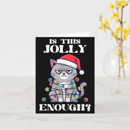 Is This Jolly Enough Tangled Christmas Cat Kaart (Gele Bloem)