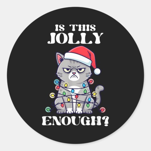 Is This Jolly Enough Tangled Christmas Cat  Ronde Sticker (Voorkant)