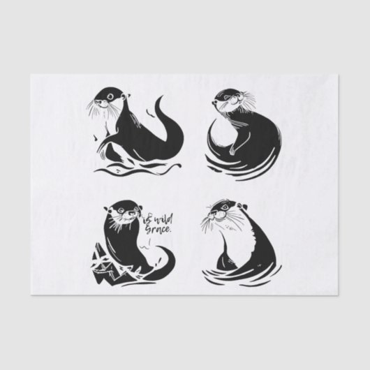 Is Wild Grace – Otter in Motion Minimalist Design Tissuepapier (Voorkant)